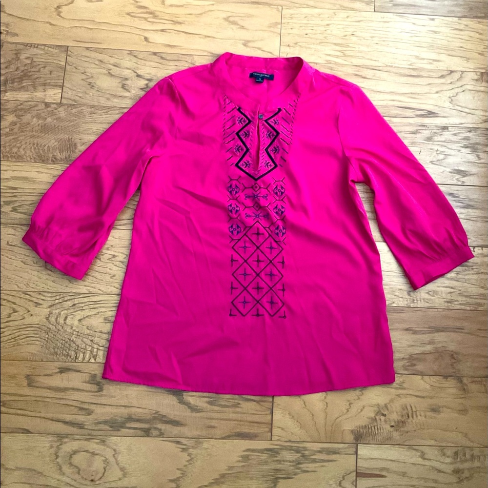 Banana Republic Bright Pink Blouse Aztec Design